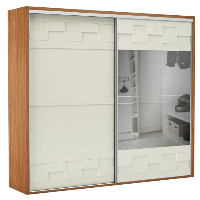 GUARDA ROUPAS SAFIRA PRIME ESPELHO - FREIJÓ/OFF WHITE - TW303E