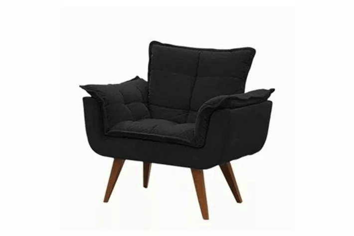 POLTRONA OPALA - EM TECIDO VELUDO PRETO - 9841