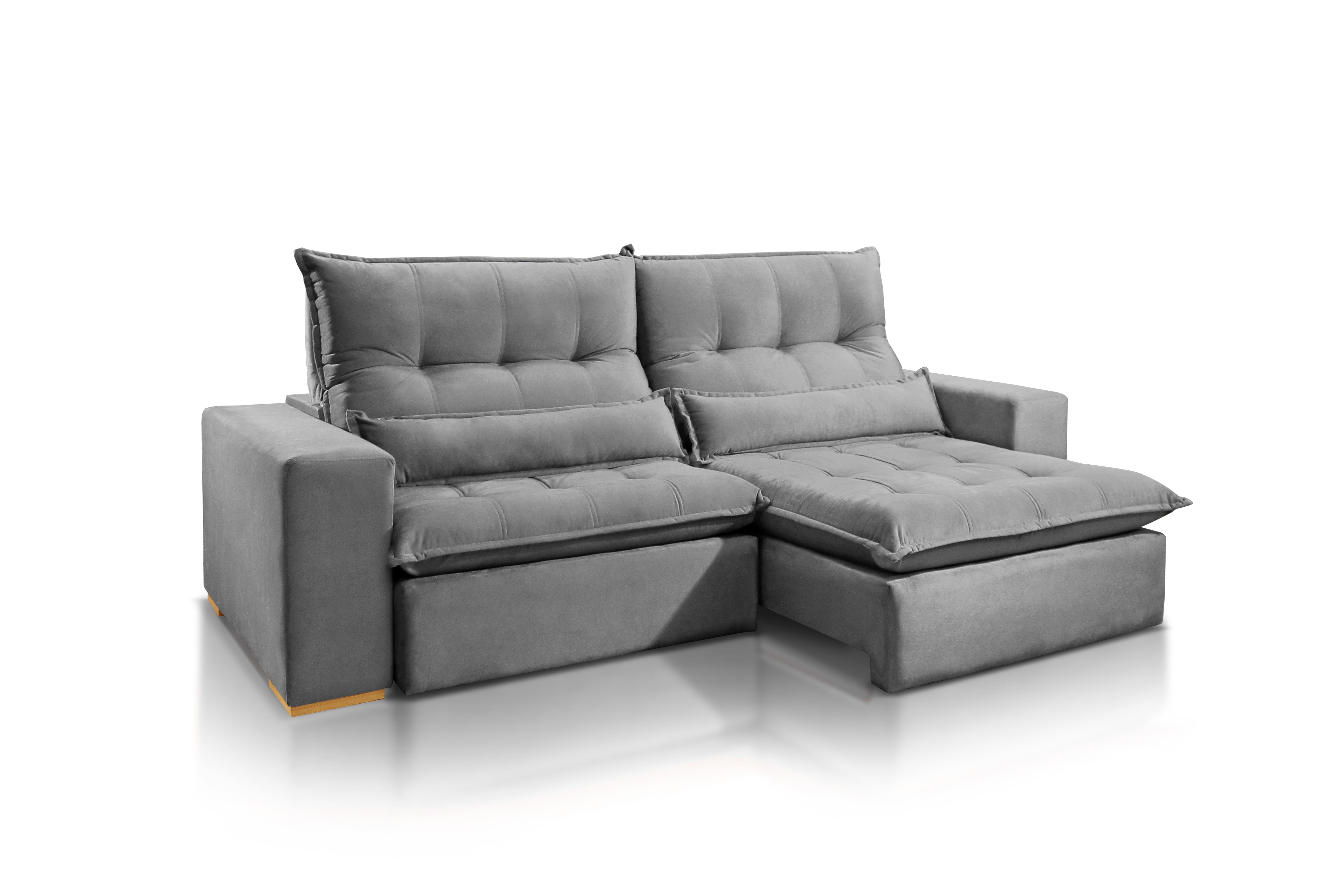 SOFÁ AMÉLIA EM MOLAS ENSACADAS COM 2,50M - TECIDO VELUDO CHUMBO 526