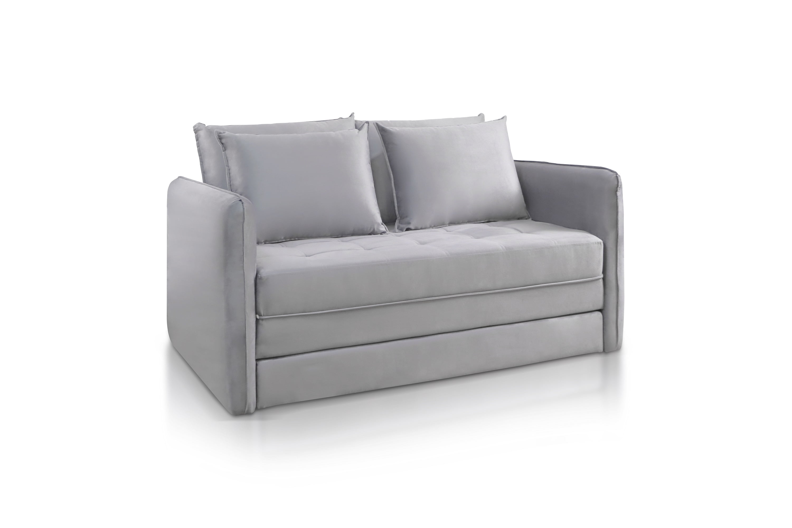 SOFÁ CAMA ADRIANA (CASAL) COM 1,75M - TECIDO EM VELUDO CINZA 562 