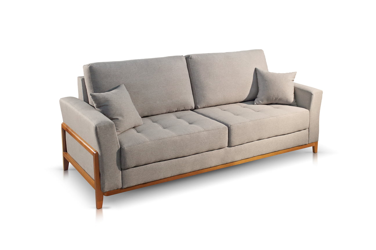 SOFÁ DEMETRIA COM 2,10M - TECIDO EM LINHO CINZA 566