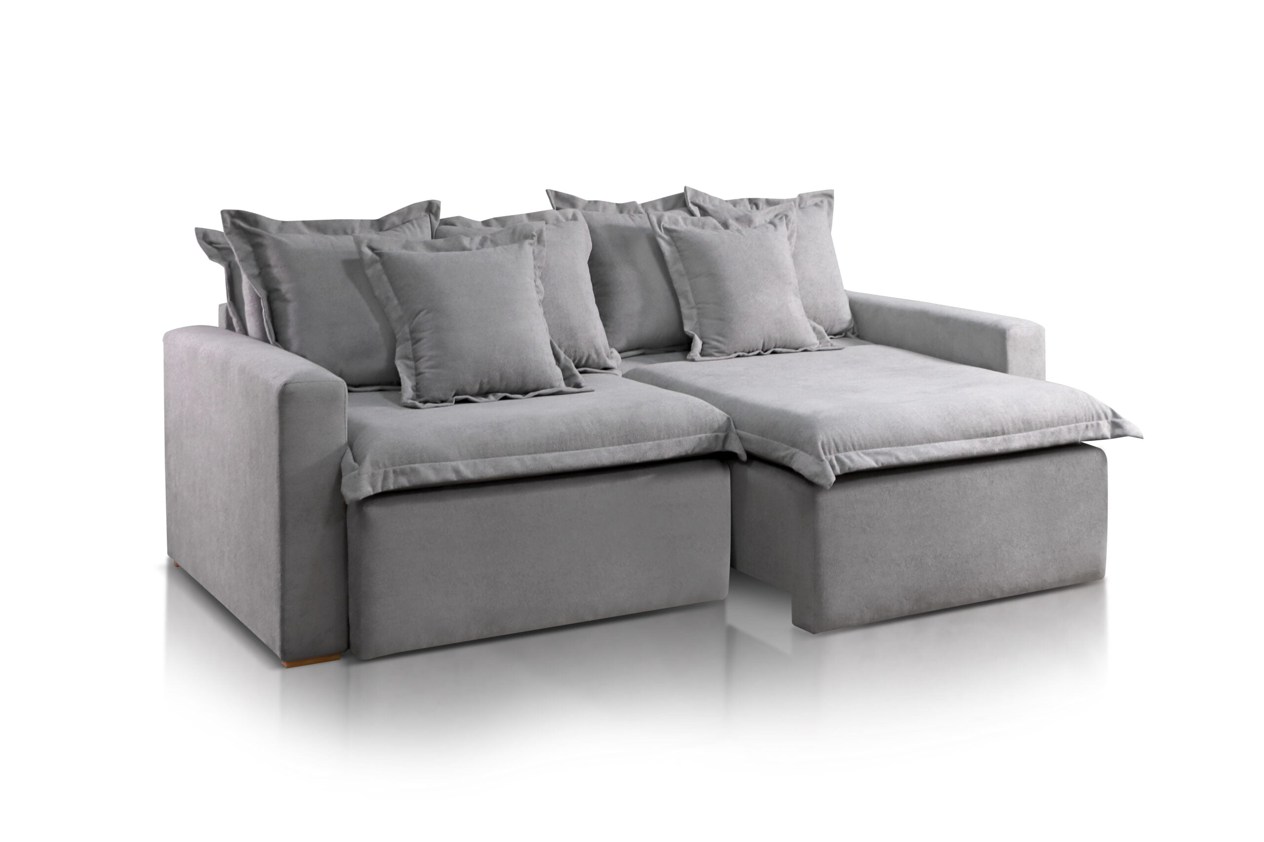 SOFÁ HELGA EM MOLAS BONNEL FLEX COM 2,30M - TECIDO BUCLÊ CINZA 515