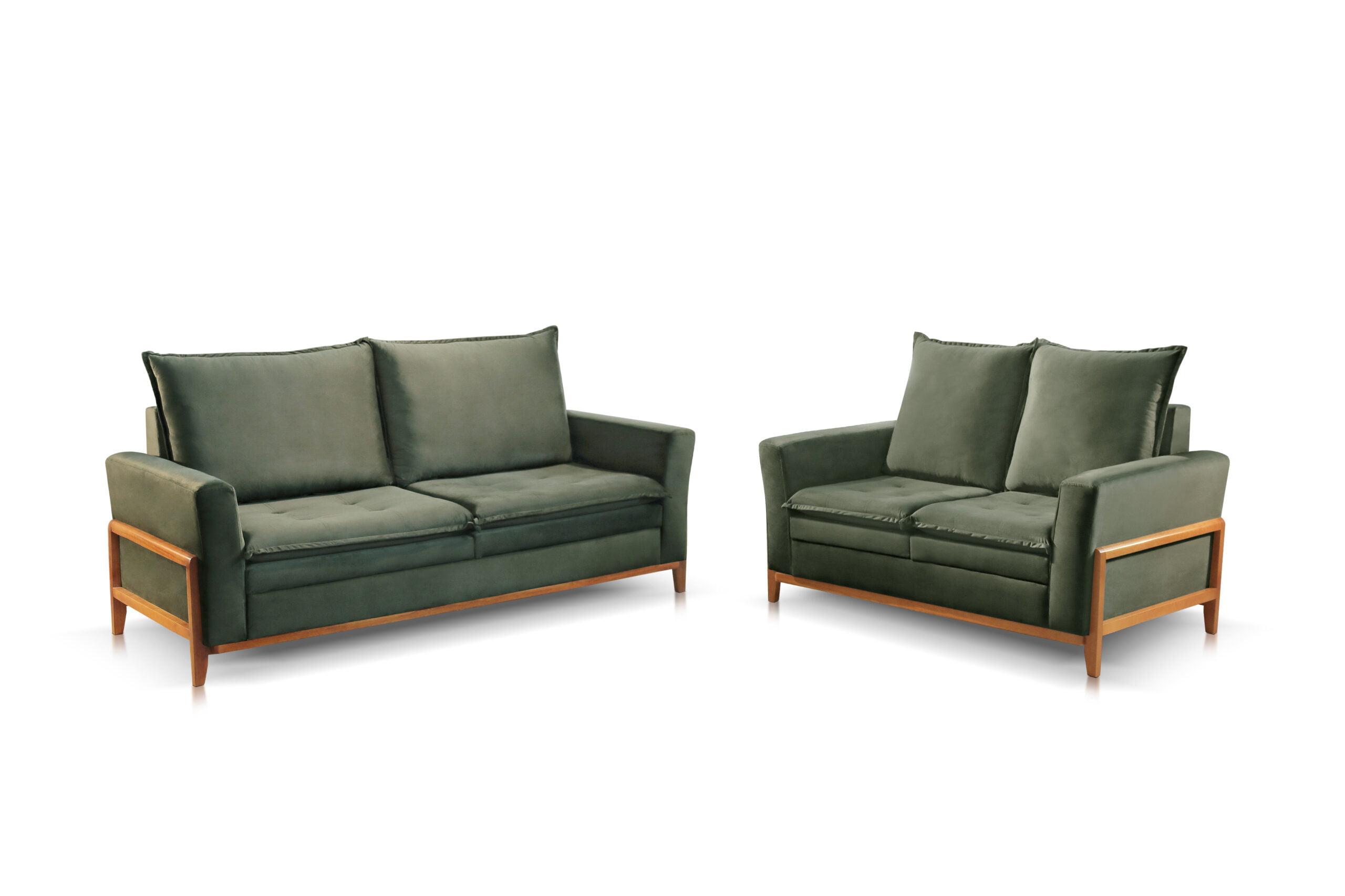 SOFÁ IVY 3 E 2 LUGARES - 2,10M/1,48M - TECIDO EM VELUDO CHUMBO 526