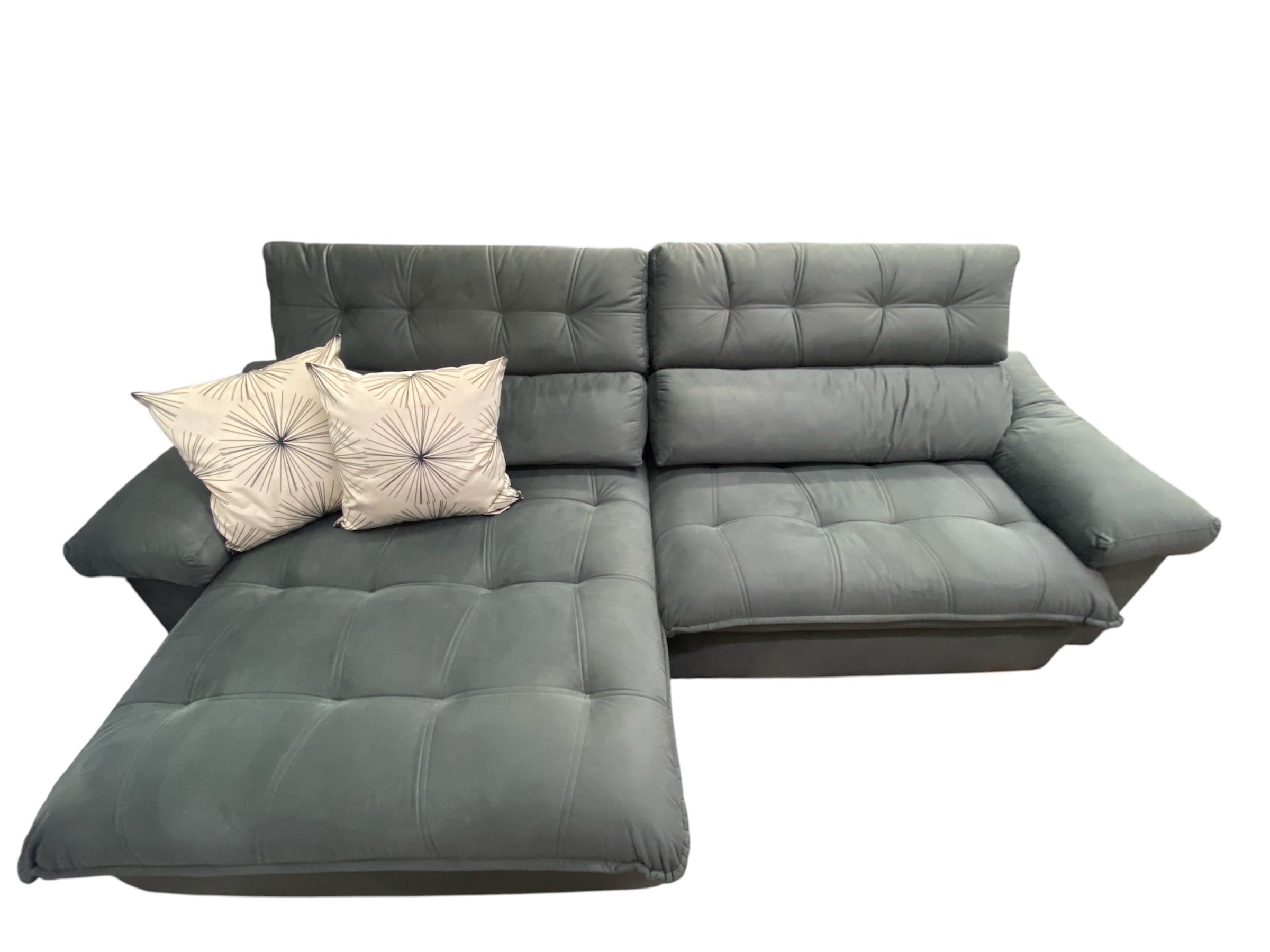 SOFÁ RETRÁTIL AMARIS COM 2,90M - VELUDO CINZA GRAFITE C826