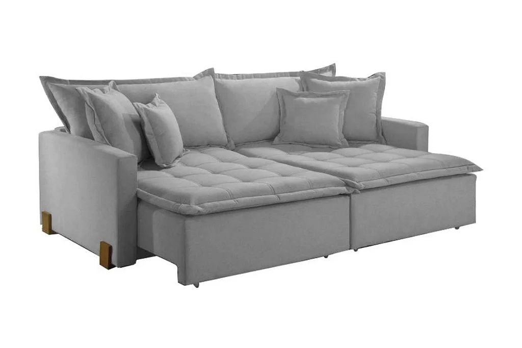 SOFA RETR SF.2360 ZOE 260CM LINHO SAT CINZA/07 - INNOVE