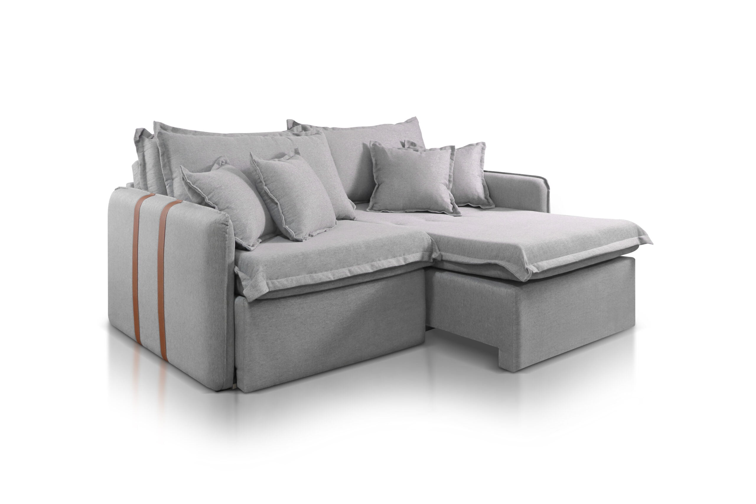 SOFÁ SABRINA EM MOLAS BONNEL FLEX COM 2,20M - TECIDO BUCLÊ CINZA 515