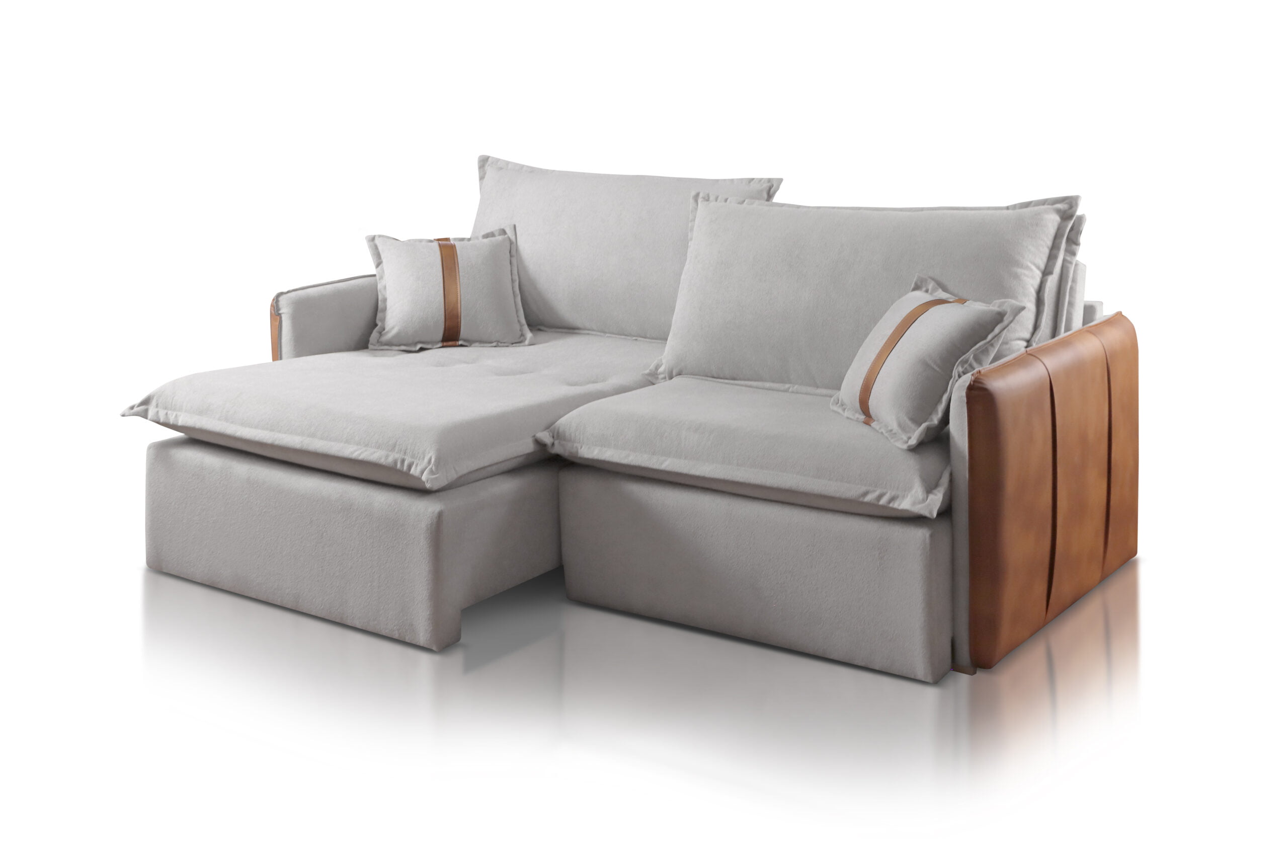 SOFÁ SUZAN EM MOLAS BONNEL FLEX COM 2,20M - TECIDO BUCLÊ CINZA 515