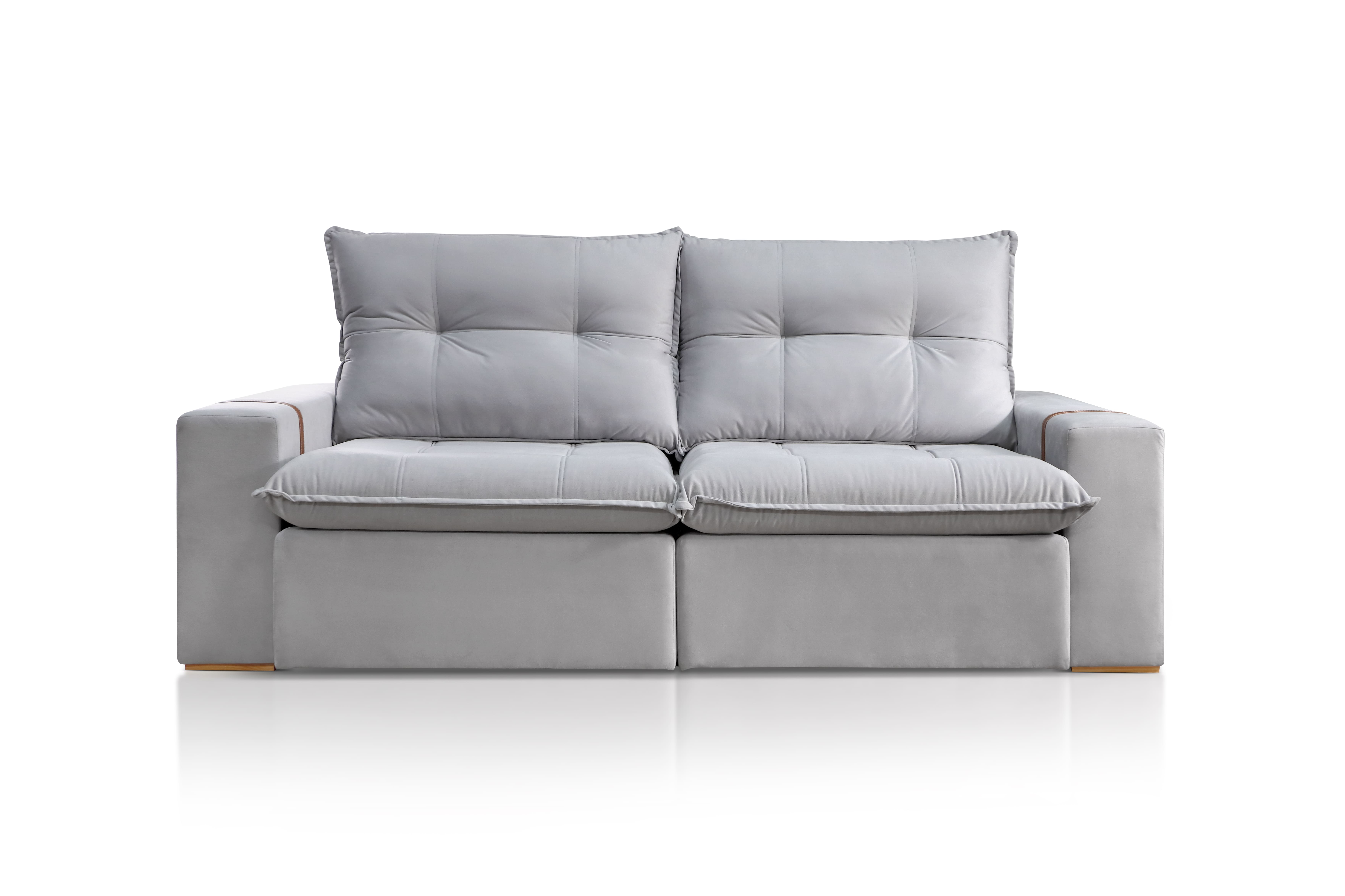 SOFÁ VICTORIA EM MOLAS ENSACADAS COM 2,50M - TECIDO EM VELUDO CINZA 562