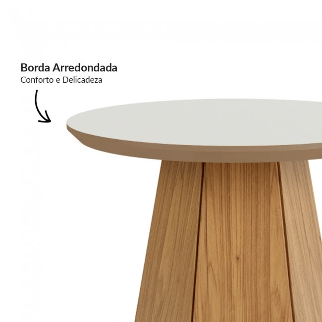 MESA LATERAL PRISMA HEXAGONAL OFF WHITE/FREIJÓ - TB606