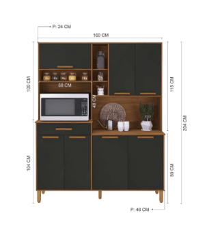 KIT COZINHA BRAGA 1.60 7PTS 1GAV FREIJO