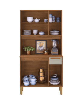 KIT COZINHA LAGOS 0.90 6PTS 1GAV FREIJO/ OFF WHITE