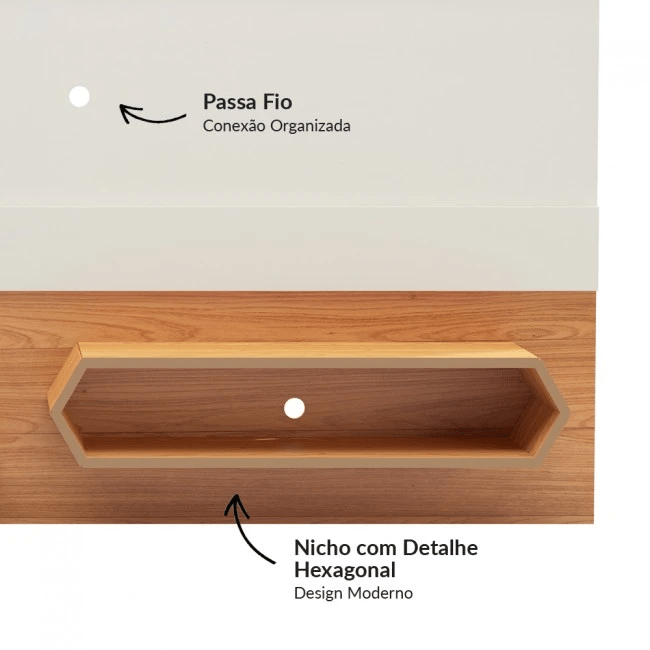 PAINEL PARA TV OFF WHITE/FREIJÓ - PA22