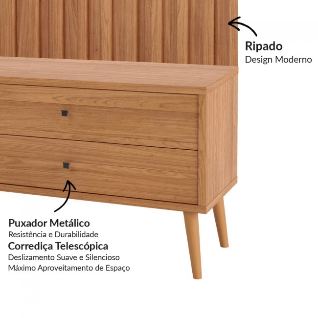 RACK COM PAINEL PARA TV RIPADO FREIJÓ - TB323