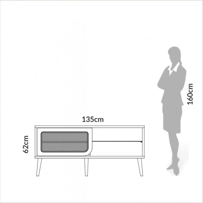 RACK PARA TV 135CM PALHA NATURAL CURVE FREIJÓ - TB312