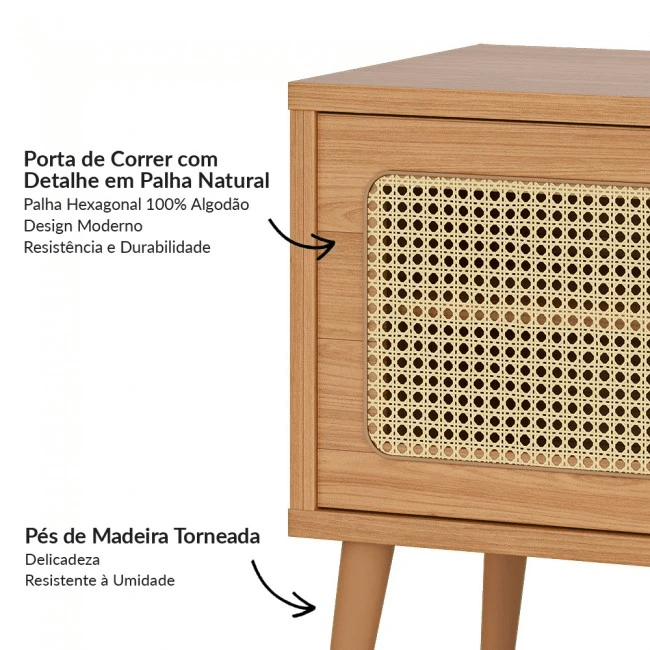 RACK PARA TV 135CM PALHA NATURAL CURVE FREIJÓ - TB312