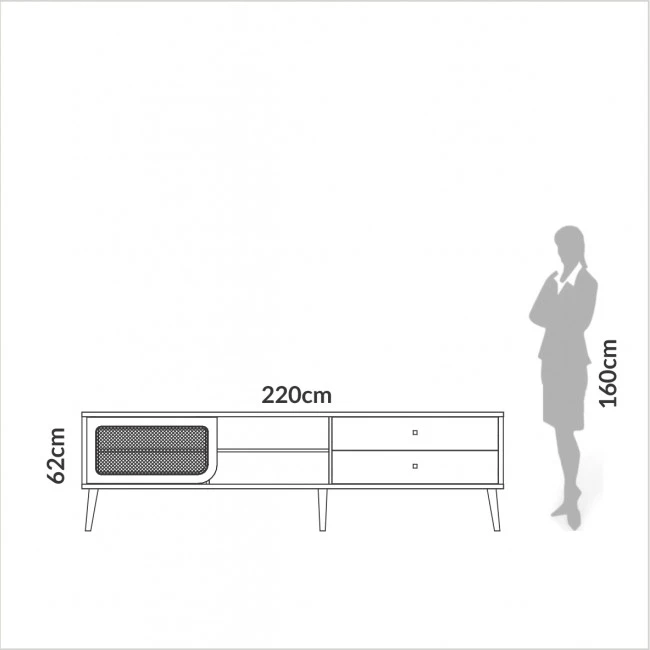 RACK PARA TV 220CM CURVE FREIJÓ COM PALHA - TB311