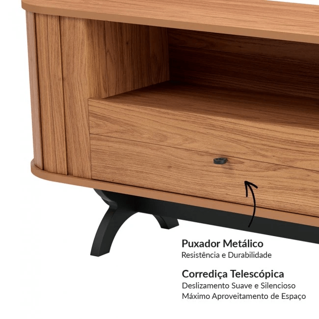 RACK PARA TV CURVO NATURE FREIJÓ/PRETO - TB302