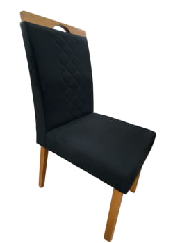 MESA DE JANTAR CRISTAL COM 6 CADEIRAS VENEZA - SUEDE PRETO AW32 - 1,80M x 0,90M