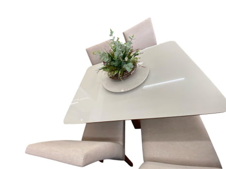 MESA DE JANTAR ROMA COM 4 CADEIRAS FABI - TECIDO BEGE CLARO C10 - 1,20M x 0,90M