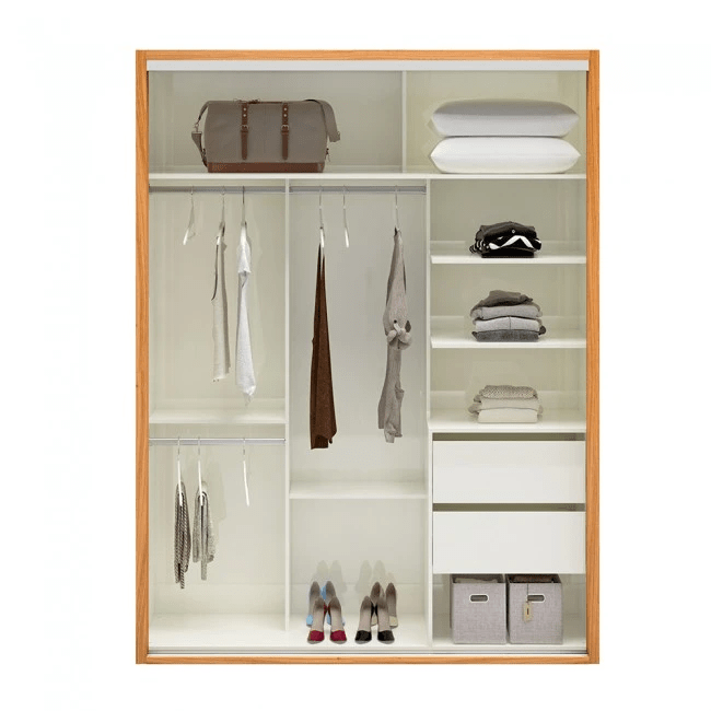 GUARDA ROUPAS JADE ESPELHO - FREIJÓ/OFF WHITE - TW601E