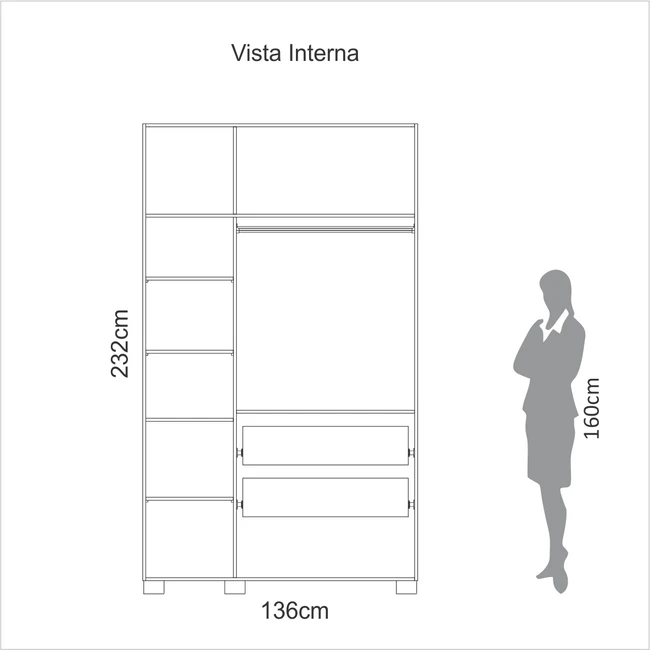 GUARDA ROUPAS OPALINA FREIJÓ/OFF WHITE - W203