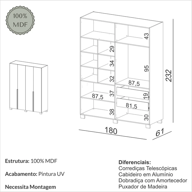 GUARDA ROUPAS OPALINA PLUS - W204