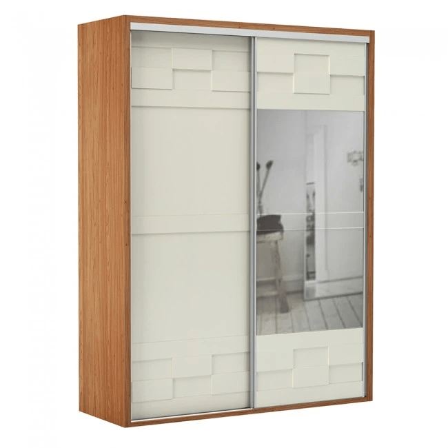 GUARDA ROUPAS SAFIRA ESPELHO - FREIJÓ/OFF WHITE - TW301E