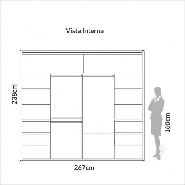 GUARDA ROUPAS SAFIRA PRIME ESPELHO - FREIJÓ/OFF WHITE - TW303E