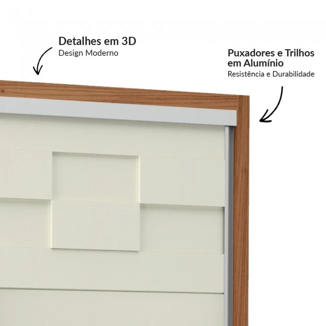 GUARDA ROUPAS SAFIRA PRIME - FREIJÓ/OFF WHITE - TW303