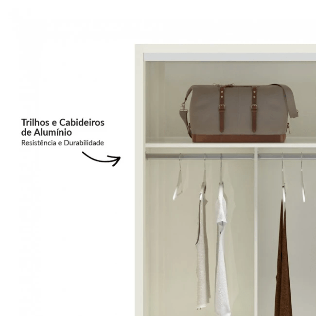 GUARDA ROUPAS ÔNIX ESPELHO - OFF WHITE - TW504E