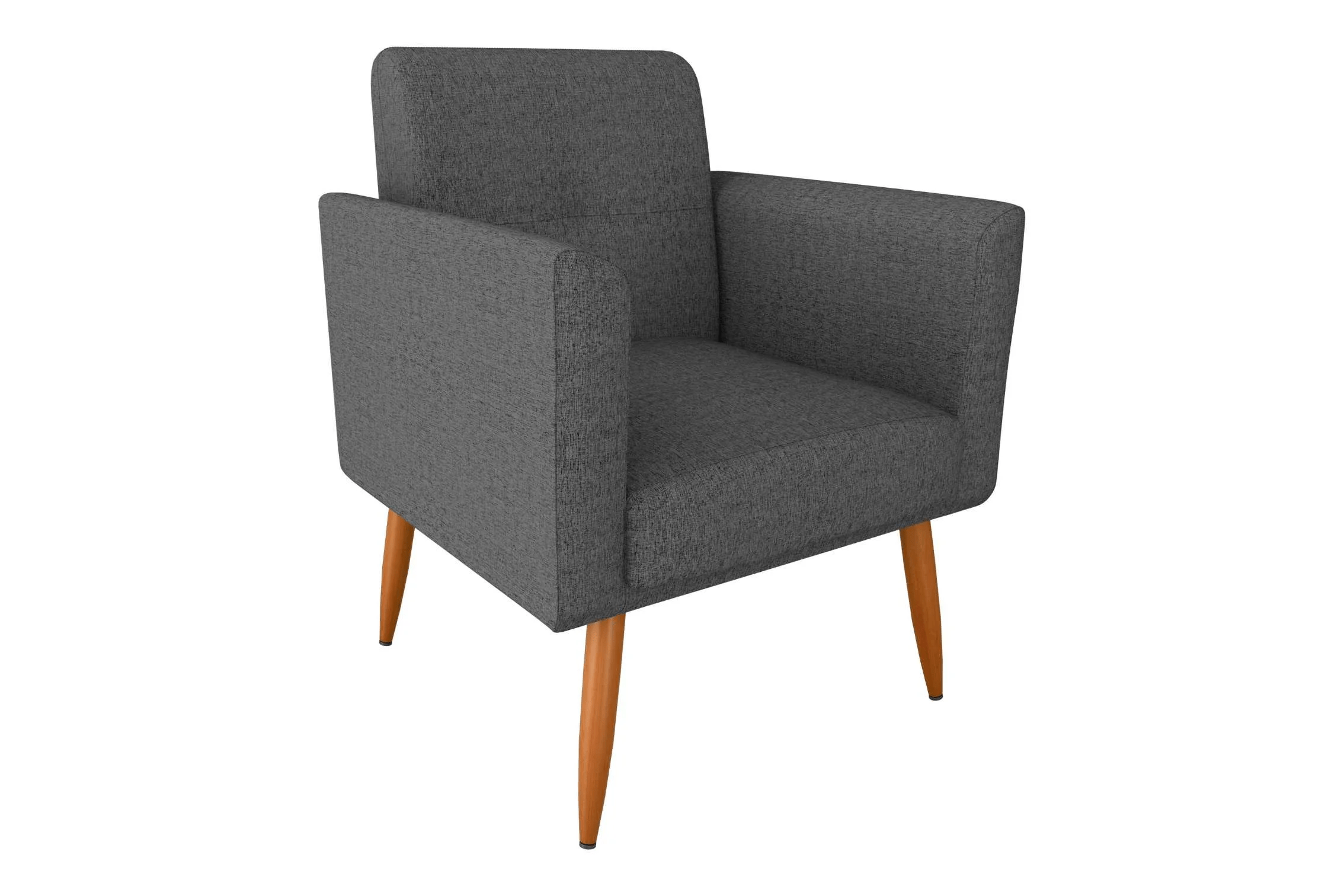 POLTRONA PEQUIM + PUFF - TECIDO EM  LINHO E CINZA/48 - 9566