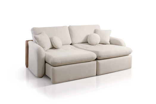 SOFÁ SOFIA EM MOLAS ENSACADAS COM 2,30M - TECIDO EM LINHO BEGE 564 