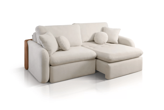 SOFÁ SOFIA EM MOLAS ENSACADAS COM 2,30M - TECIDO EM LINHO BEGE 564 