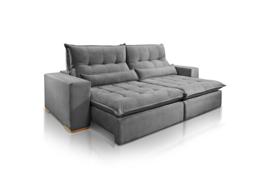 SOFÁ AMÉLIA EM MOLAS ENSACADAS COM 2,50M - TECIDO VELUDO CHUMBO 526