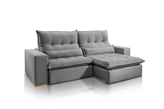 SOFÁ AMÉLIA EM MOLAS ENSACADAS COM 2,50M - TECIDO VELUDO CHUMBO 526