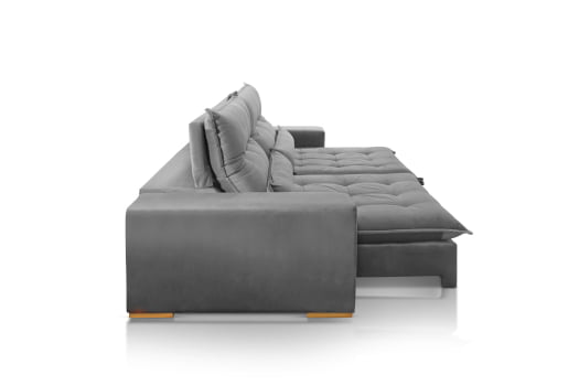 SOFÁ AMÉLIA EM MOLAS ENSACADAS COM 2,50M - TECIDO VELUDO CHUMBO 526