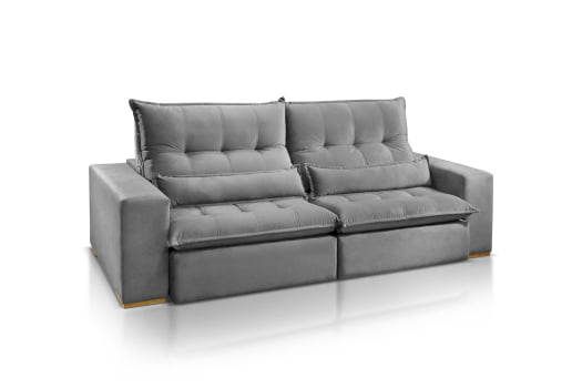 SOFÁ AMÉLIA EM MOLAS ENSACADAS COM 2,50M - TECIDO VELUDO CHUMBO 526