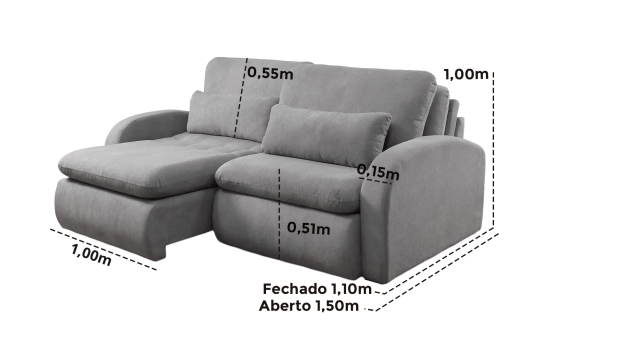 SOFÁ ANA CLARA EM MOLAS ENSACADAS COM 2,30M - TECIDO BUCLÊ CINZA 515