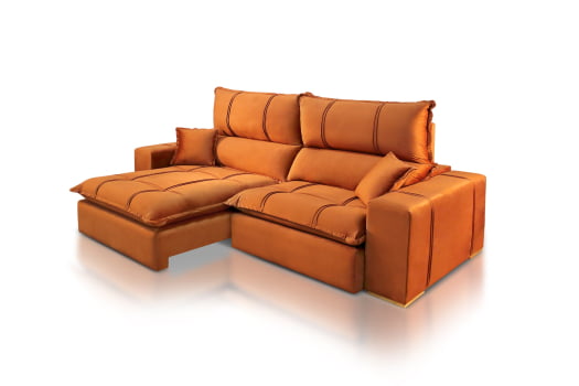 SOFÁ ANGELINA EM MOLAS BONNEL FLEX COM 2,70M - TECIDO VELUDO TERRACOTA 549