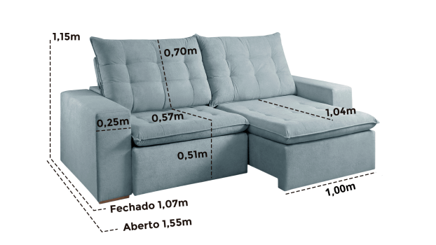 SOFÁ BEATRICE EM MOLAS BONNEL COM 2,50M - TECIDO VELUDO CINZA 562