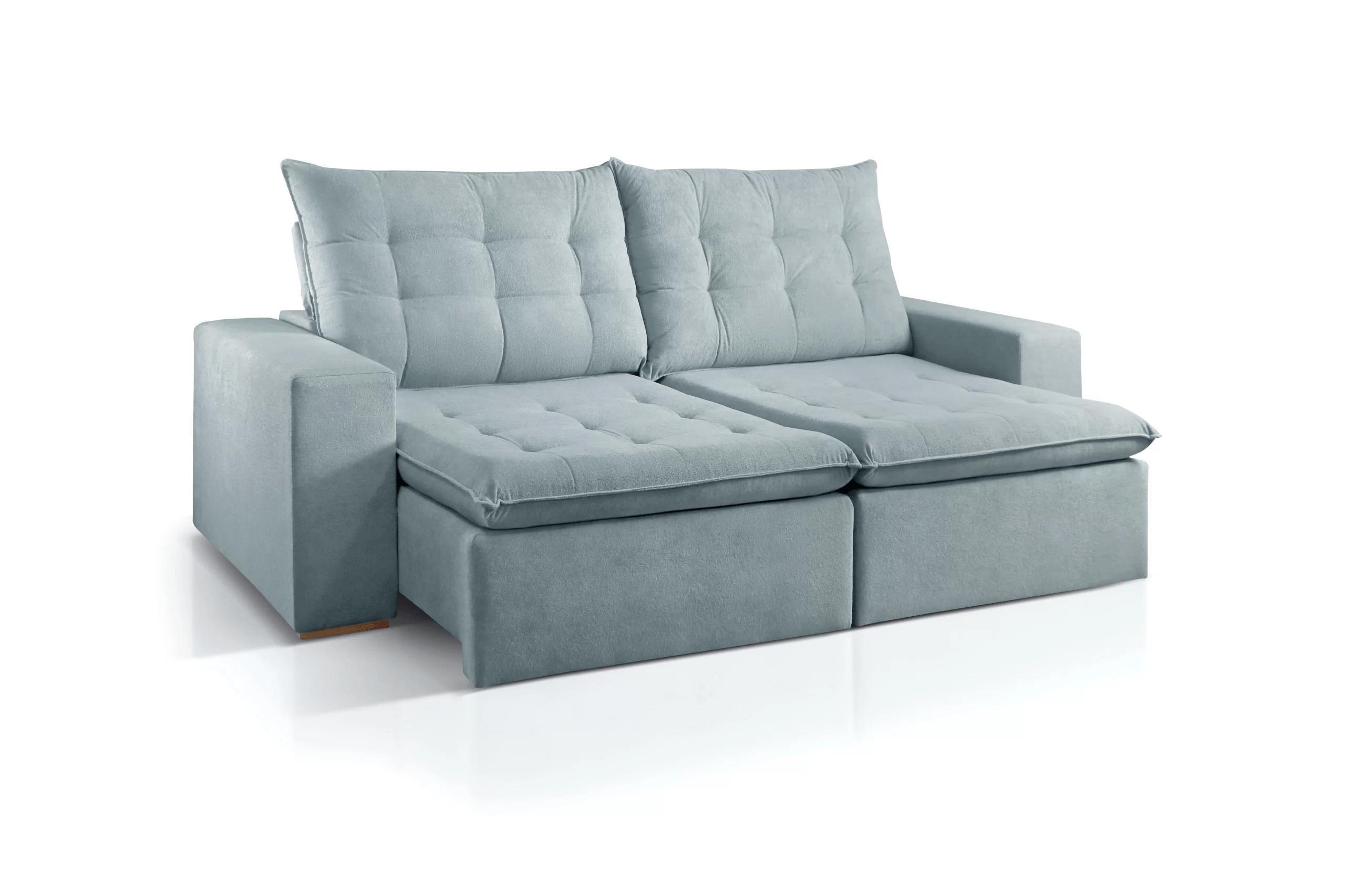 SOFÁ BEATRICE EM MOLAS BONNEL COM 2,50M - TECIDO VELUDO CINZA 562