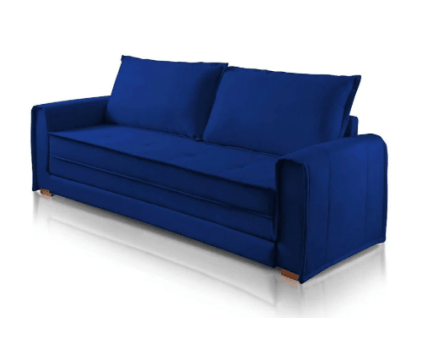 SOFÁ CAMA MALDIVAS COM 1,39M - VELUDO AZUL 529 SOFÁ CAMA MALDIVAS COM 1,39M - VELUDO AZUL 529