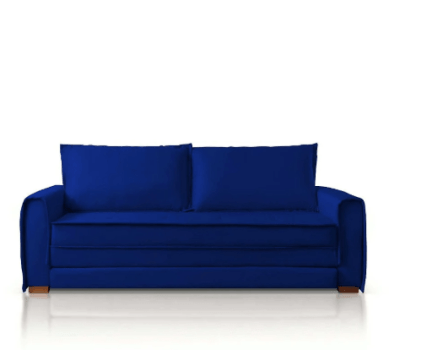 SOFÁ CAMA MALDIVAS COM 1,39M - VELUDO AZUL 529 SOFÁ CAMA MALDIVAS COM 1,39M - VELUDO AZUL 529