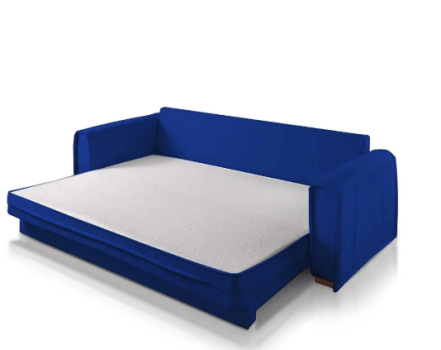 Sofá-Cama 3 Lugares Azul Moderno