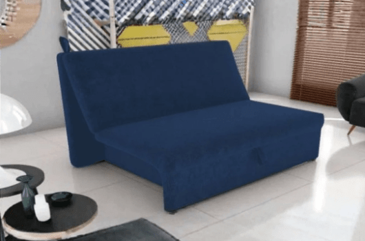 Sofá-Cama Azul-Marinho Aberto – Conforto e Funcionalidade para seu Ambiente
