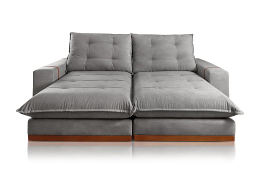 SOFÁ CATARINA EM MOLAS ENSACADAS COM 2,70M - TECIDO EM VELUDO CHUMBO 526