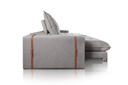 SOFÁ CATARINA EM MOLAS ENSACADAS COM 2,70M - TECIDO EM VELUDO CHUMBO 526