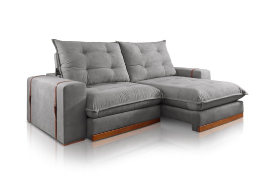 SOFÁ CATARINA EM MOLAS ENSACADAS COM 2,70M - TECIDO EM VELUDO CHUMBO 526