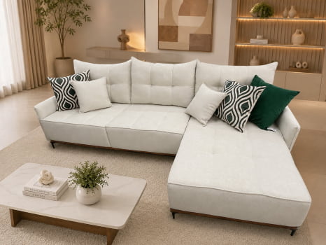 SOFÁ COM CHAISE HAVANNA COM 2,90M - LINHO CRU 626