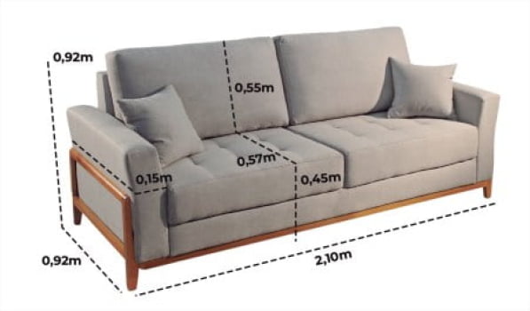 SOFÁ DEMETRIA COM 2,10M - TECIDO EM LINHO CINZA 566